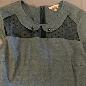 Retro Grey Dress with Lace Cut-out XL